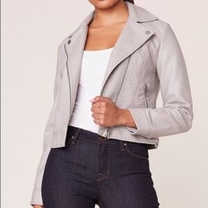 Jack by‎ BB Dakota Vegan Leather Grey Moto Jacket Size X-Small